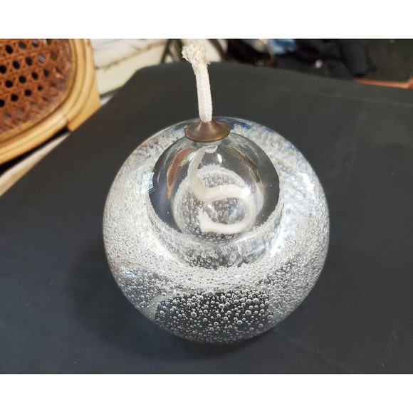 Art Glass Oil Lamp Decorative Ornament Clear Controlled Bubbles Home Decor Gift - Picture 3 of 7